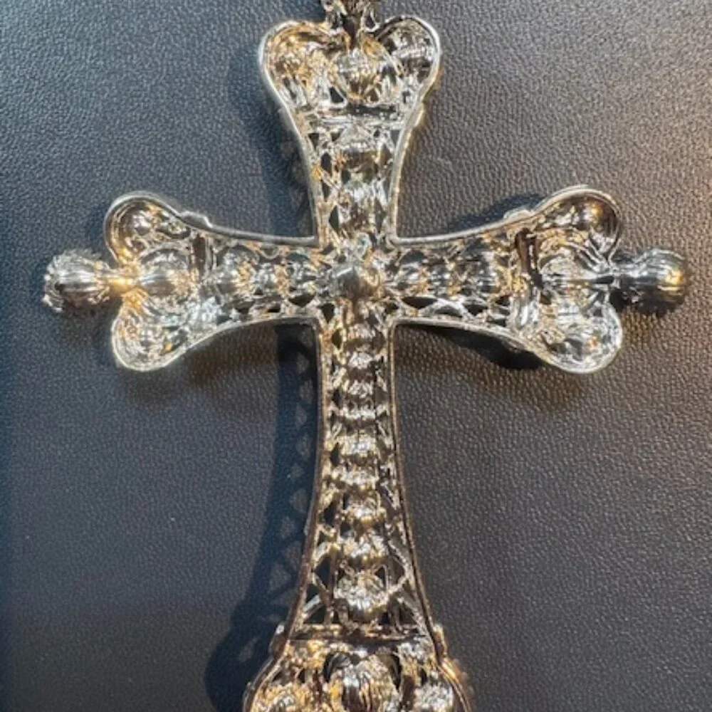 Rhinestone Filigree 4" Cross Pendant - Picture 6 of 6